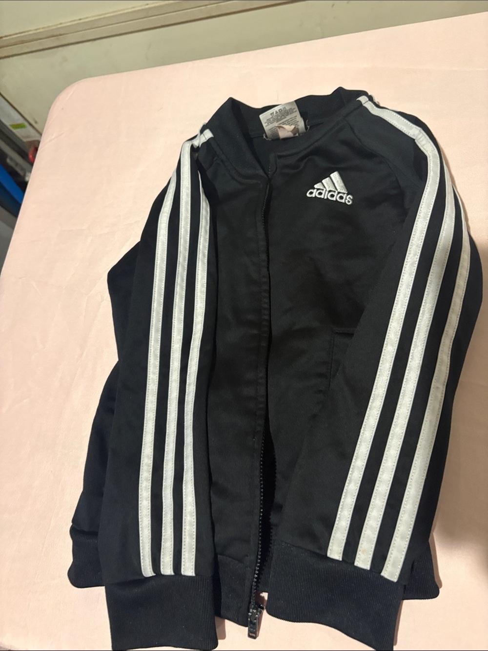 adidas Black Jacket with White Stripe Accents